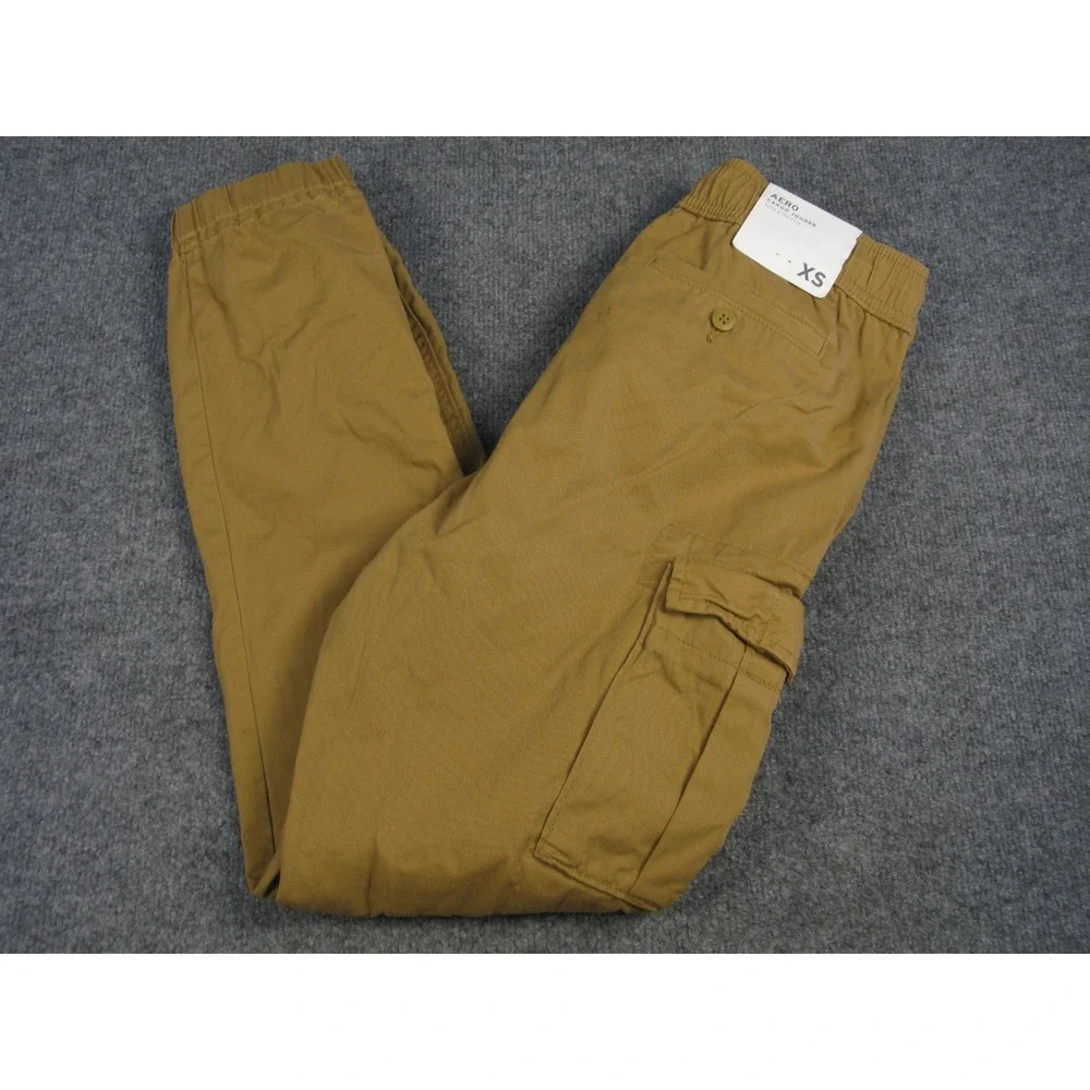 Aeropostale Mens Cargo Jogger Pants Tan Khaki Non Stretch Cotton XS New 2054‎